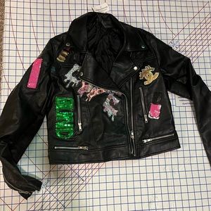 Biker leather patches jacket